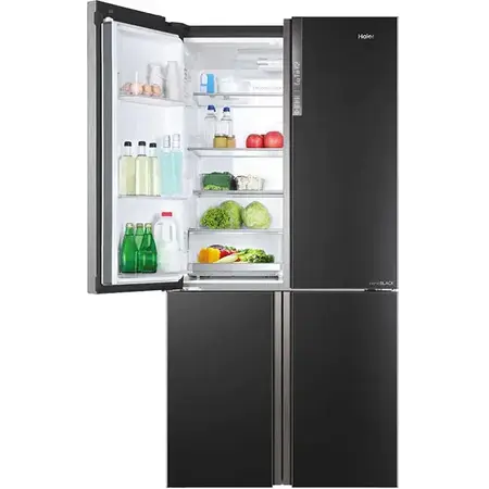 Side by side Cube HAIER HTF-610DSN7, 4 usi, compresor inverter, clasa F, Total No Frost (air surround), 628 L, H 190 cm, Switch Zone, Sistem Antibacterian, display LED extern, Super Cooling/Super Freezing/Holiday,  culoare Iconic Black - negru
