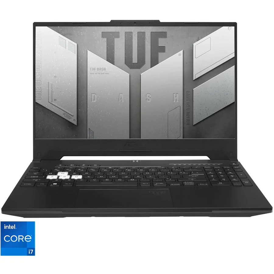 Laptop Gaming ASUS TUF Dash F15 FX517ZE cu procesor Intel® Core™ i7-12650H pana la 4.70 GHz, Alder Lake, 15.6, Full HD, 144Hz, 16GB, 512GB PCIe® 3.0 NVMe™ M.2 SSD, NVIDIA® GeForce RTX™ 3050 Ti 4GB GDDR6, No OS, Black