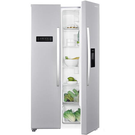 Side by side FSB-514HEX, 529 L, Water dispenser, Iluminare Led, Touch digital display, Functie Super Freeze, Clasa E, Inox look