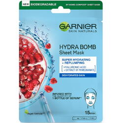 Masca servetel Garnier Moisture + Aqua Bomb cu rodie, 32 g