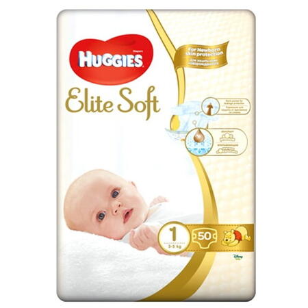 Scutece Huggies Elite Soft 1, 3-5 kg, 50 buc