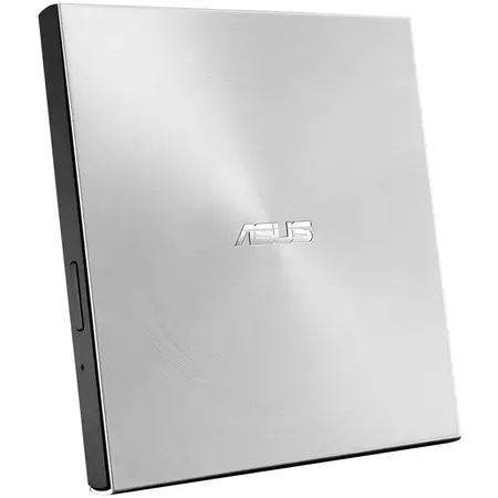 DVD writer extern ASUS ZenDrive U8M, 8X, ultra-subtire 13.9mm, suport M-DISC, USB tip C, compatibil Windows si Mac OS, Nero BackItUp, E-Green, Argintiu