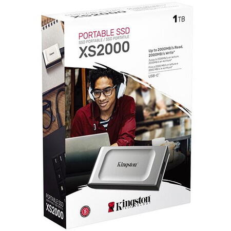 SSD extern portabil Kingston XS2000, 500GB, USB 3.2, Argintiu