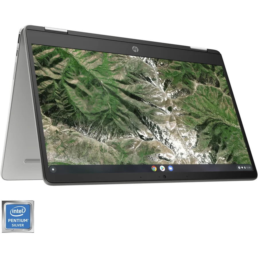 Ultrabook HP 14'' Chromebook x360 14a-ca0002nn, HD Touch, Procesor Intel® Pentium® Silver N5030 (4M Cache, up to 3.10 GHz), 4GB DDR4, 128GB eMMC, GMA UHD 605, Chrome OS, Silver