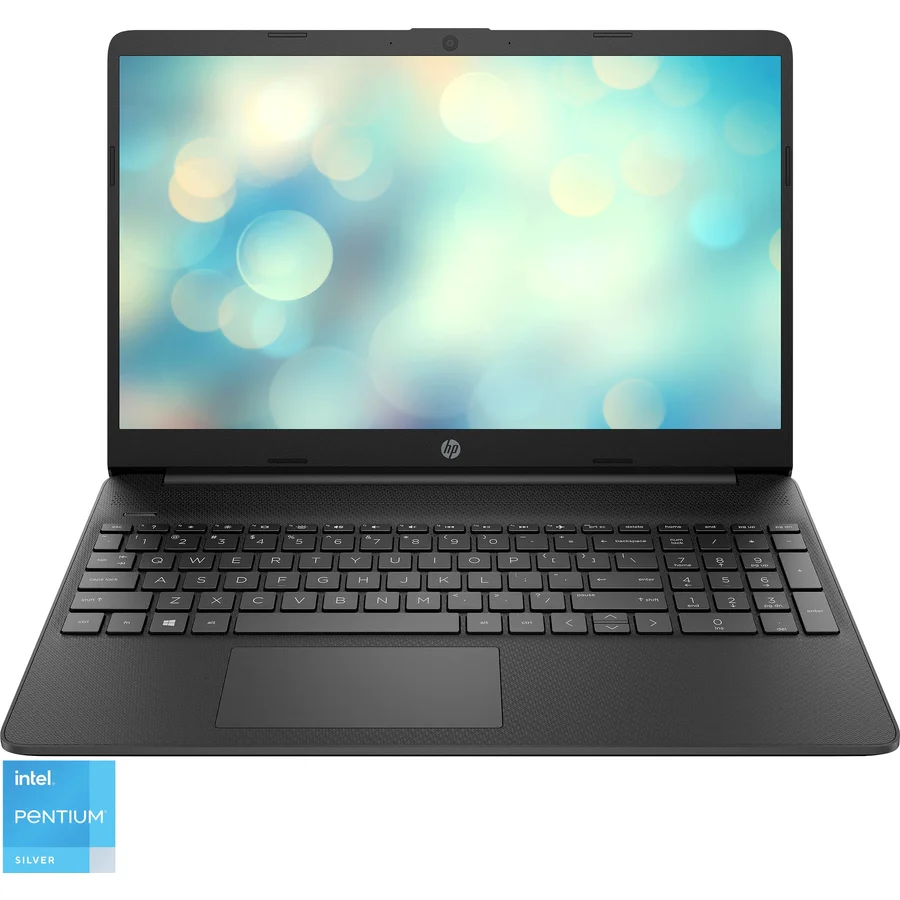 Laptop HP 15s-fq3015nq cu procesor Intel® Pentium® Silver N6000, 15.6, 1366 x 768, 4GB, 256GB SSD, Intel® UHD Graphics, Free Dos, Jet Black