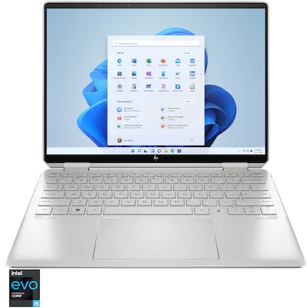 Laptop HP Spectre x360 cu procesor Intel Core i5-1235U, 13.5 WUXGA+ (1920x1280), Touch, 16GB DDR4, 512GB SSD, Intel Iris Xe Graphics, Windows 11 Home, Natural Silver