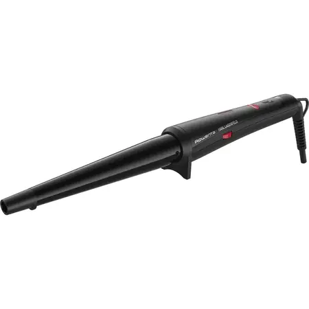 Ondulator conic Rowenta x Karl Lagerfeld CF324LF0, invelis Ceramic Tourmaline, varf rece, incalzire rapida, manusa de protectie, cablu 1.8m. Negru&rosu