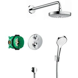 Set de dus fix si mobil cu baterie termostatata incastrata HANSGROHE DESIGN CROMA SELECT S / ECOSTAT S