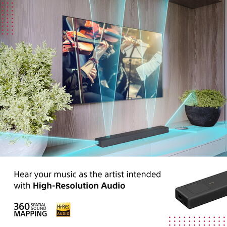 Soundbar Sony HT-A5000, 5.1.2 ch, Dolby Atmos, 450W, Bluetooth 5.0, LDAC, Subwoofer integrat, DTS:X, Negru