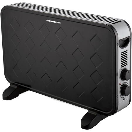 Convector de podea Heinner HCVH-Y2000TBK, 2 setari pentru incalzire: 1250/2000W, termostat ajustabil, ventilator Turbo, protectie supraincalzire, indicatoare luminoase