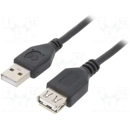 Prelungitor, USB 2.0 (T) la USB 2.0 (M), 3m, conectori auriti, negru