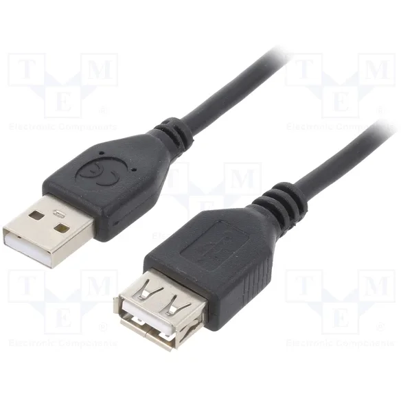 Prelungitor, USB 2.0 (T) la USB 2.0 (M), 1.8m, conectori auriti, negru