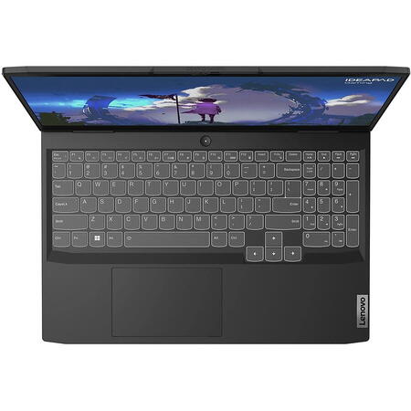 Laptop Gaming IdeaPad Gaming 3 15ARH7 cu procesor AMD Ryzen 5 6600H pana la 4.5 GHz, 15.6" FHD, 16GB DDR5, 512GB SSD, NVIDIA GeForce RTX 3050 4GB, No OS, Onyx Grey