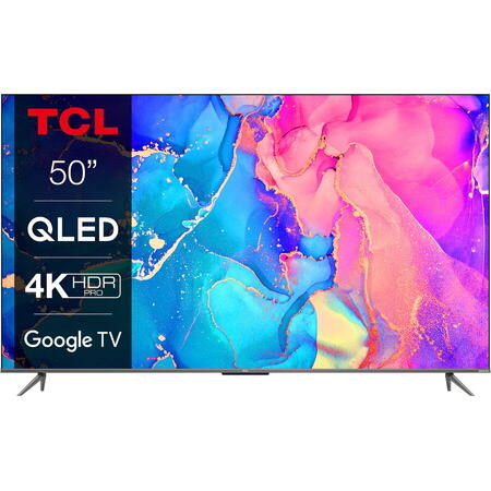 Televizor QLED TCL 50C635, 126 cm, Smart Google TV, 4K Ultra HD, Clasa G