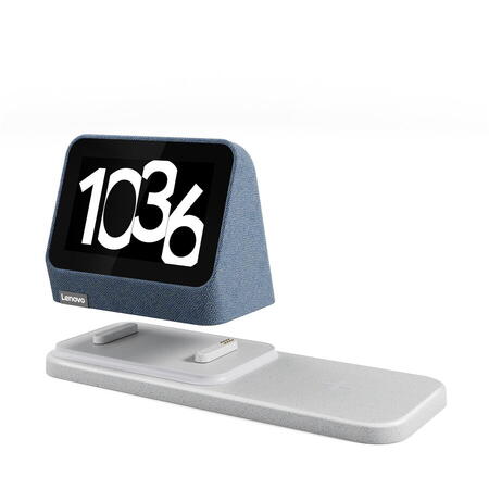 Pachet Ceas Inteligent Lenovo Clock 2 Blue + stand birou wireless