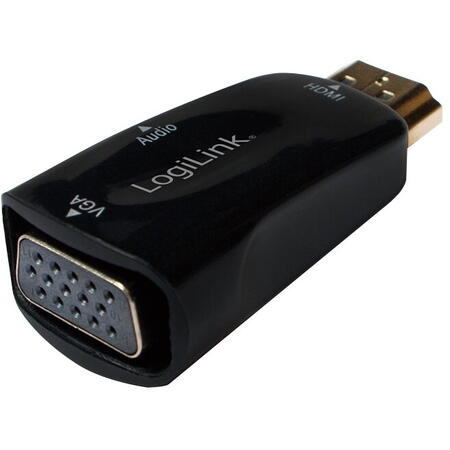Adaptor video HDMI (T) la VGA (M) + Jack 3.5mm (M), rezolutie maxima Full HD (1920 x 1080) la 30Hz, black