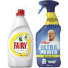 Pachet Promo: Detergent de vase Fairy Lemon 450 ml + Detergent universal spray Mr. Proper Lemon 750 ml