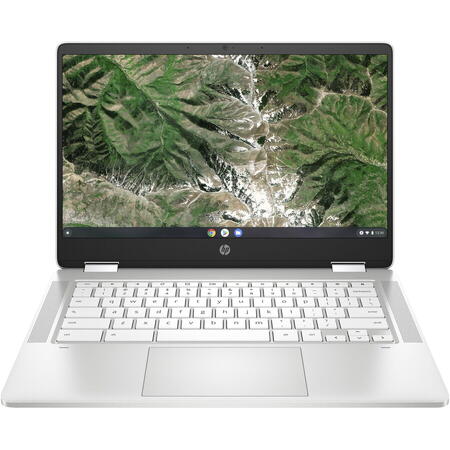 Laptop ultraportabil HP Chromebook x360 14a-ca0003nn cu procesor Intel® Celeron® Processor N4020 pana la 2.80 GHz, Touch, 14.0 HD, 4GB, 64GB eMMC, Intel UHD Graphics, Chrome64, Ceramic White