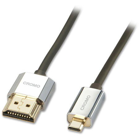 Cablu Lindy CROMO Slim High Speed HDMI la Micro HDMI Cable cu Ethernet, 2m, negru