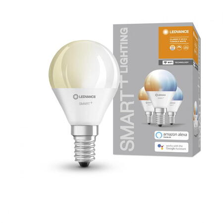 3 Becuri LED inteligent Ledvance SMART+ WiFi Mini Bulb Tunable White P, E14, 4.9W (40W), 470 lm, lumina alba (2700-6500K)
