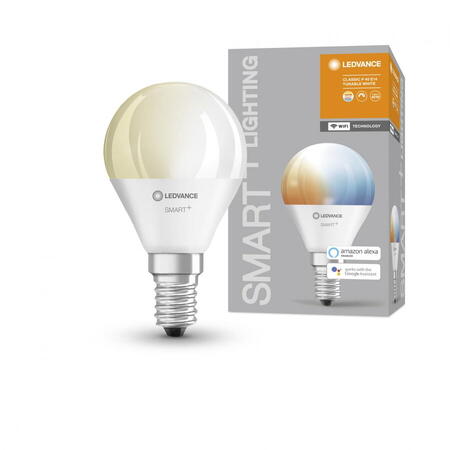 Bec LED inteligent Ledvance SMART+ WiFi Mini Bulb Tunable White P, E14, 4.9W (40W), 470 lm, lumina alba (2700-6500K)