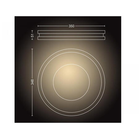 Plafoniera LED Hue Being, Bluetooth, 22.5W (204W), 2500 lm, lumina alba (2200-6500K), 34.8cm, Metal/Plastic, Negru, Intrerupator cu variator inclus
