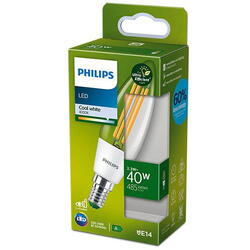 Philips Bec LED Classic B35, Ultra Efficient Light, E14, 2.3W (40W), 485 lm, lumina neutra (4000K)