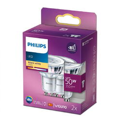 Philips 2 Becuri LED Classic Spot, GU10, 4.6W (50W), 355 lm, lumina calda (2700K)