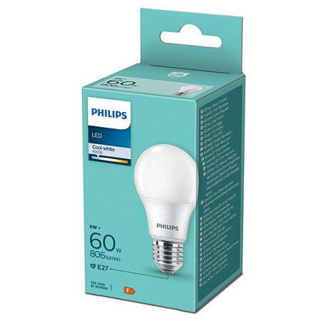 Bec LED A60, E27, 8W (60W), 806 lm, lumina neutra (4000K)