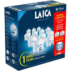 Pachet 10 cartuse filtrante Laica Bi-flux + 2 cartuse Mineral Balance