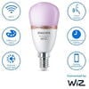 Philips Bec LED RGB inteligent Wiz Bulb P45, Wi-Fi, Bluetooth, E14, 4.9W (40W), 470 lm, lumina alba si color (2200-6500K)