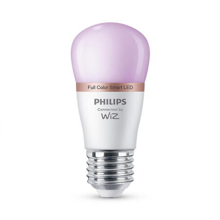 Bec LED RGB inteligent Wiz Bulb P45, Wi-Fi, Bluetooth, E27, 4.9W (40W), 470 lm, lumina alba si color (2200-6500K)