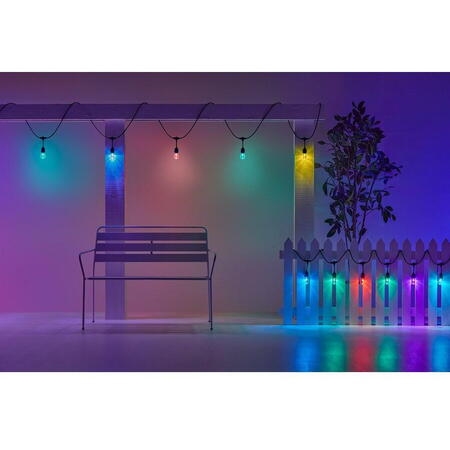 Ghirlanda inteligenta LED RGB pentru exterior WIZ, 12 becuri, 12W, 100-240V, 120 lm, lumina alba si color (2200-6500K)