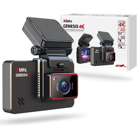 Camera auto DVR XBlitz Genesis 4k, prindere de parbriz, 4K Ultra HD, GPS, Negru