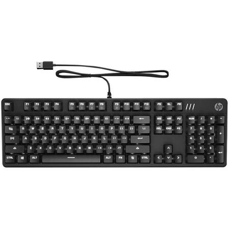 Tastatura gaming mecanica HP Pavilion 550, iluminare RGB, switch RED, Negru