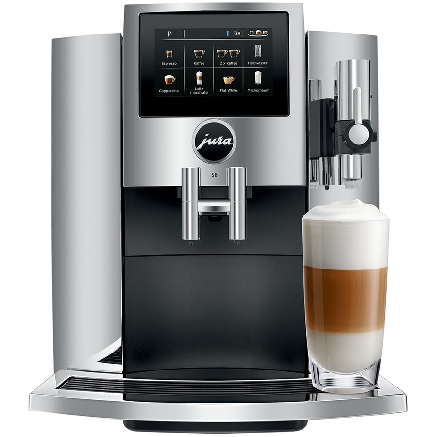 Espressor automat Jura S8 2020 Professional Aroma Chrom, 1450W, 15 bar, 15 bauturi, sistem lapte, Negru/Argintiu