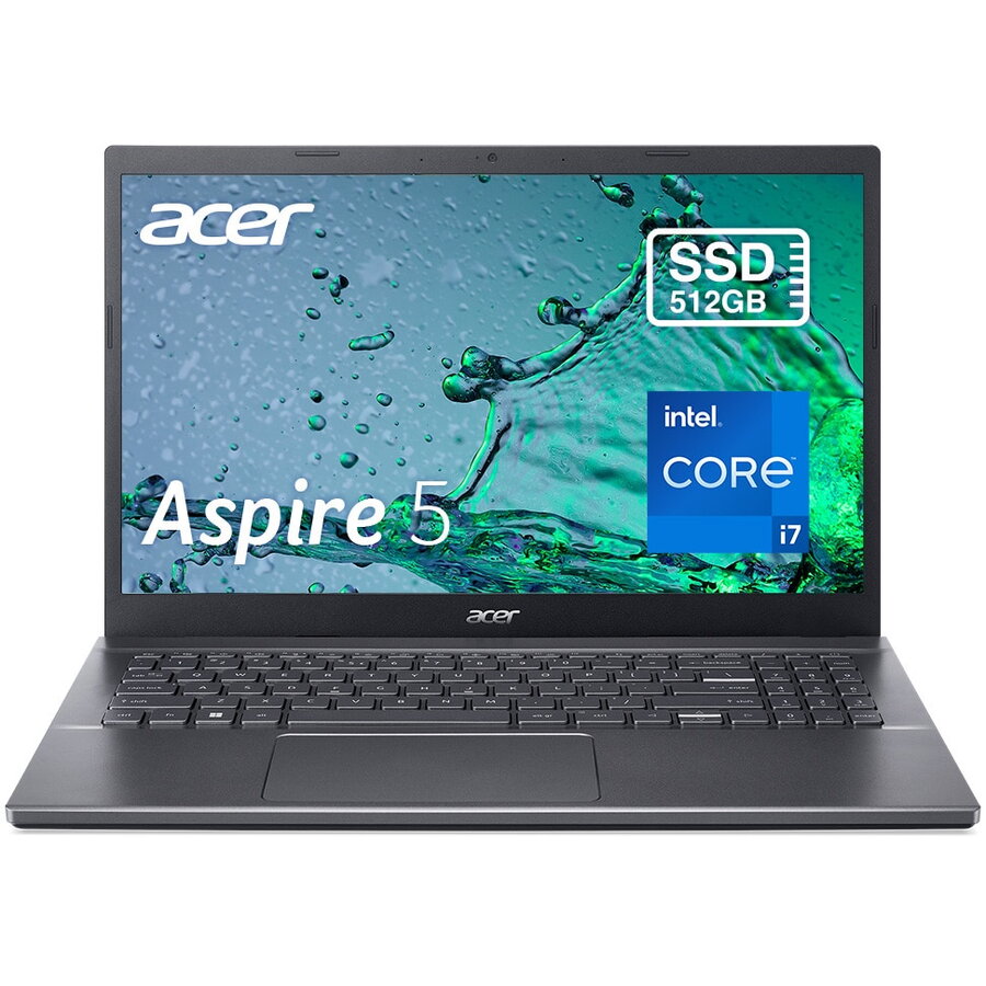 Laptop Acer Aspire 5 A515-57 cu procesor Intel® Core™ i7-1255U pana la 4.70 GHz, 15.6, Full HD, IPS, 8GB, 512GB SSD, Intel® Iris® Xe Graphics, Windows 11 Home, Iron