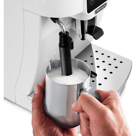 Espressor automat De’Longhi Magnifica Start ECAM 220.20.W, 1450 W, 1.8l, 15 bar, sistem de spumare lapte manual, alb