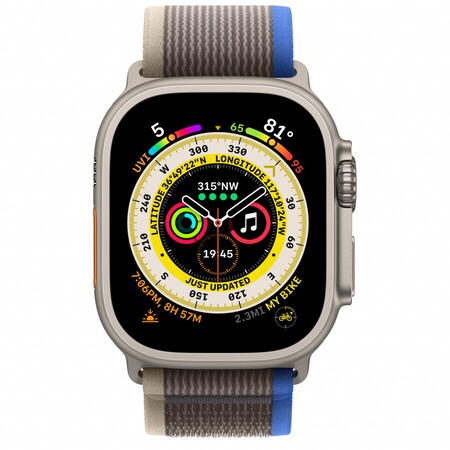 Apple Watch Ultra, GPS, Cellular, Carcasa Titanium 49mm, Blue/Gray Trail Loop - S/M