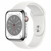 Apple Watch 8, GPS, Cellular, Carcasa Silver Stainless Steel 45mm, White Sport Band