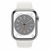 Apple Watch 8, GPS, Cellular, Carcasa Silver Stainless Steel 45mm, White Sport Band