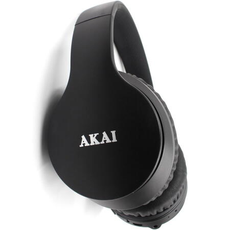 Casti audio Over ear AKAI BTH-B6 Active noise cancelling, Bluetooth 5.0, 10 ore autonomie, negru