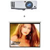 Pachet videoproiectie cu Videoproiector VIEWSONIC PA503S, SVGA 800 x 600 si Ecran manual, perete/tavan, 160 x 120, 4:3