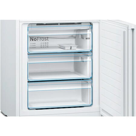 Combina frigorifica Bosch KGN49XWEA, 438 l, NoFrost, Clasa E, H 203 cm, Alb