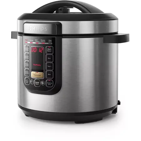 Multicooker Philips All-in-One, Oala cu invelis ProCeramic+, 1300 W, 6 l, funcţie de pastrare cald 12 ore, funcţie de gatit presetata, controlul timpului, 9 sisteme de siguranta