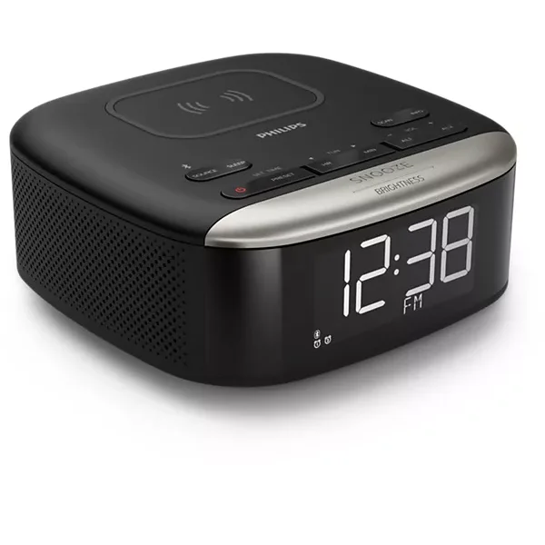 Radio cu ceas Philips TAR7606/10, Bluetooth v.5, FM, incarcare wireless, afisaj LCD, alarma dubla, snooze, 20 posturi presetate, negru