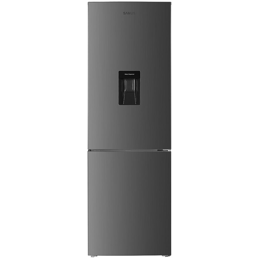 Combina frigorifica Samus SCX394D, 313 L, Dozator apa, Clasa F, Dezghetare automata frigider, Termostat reglabil, Inox