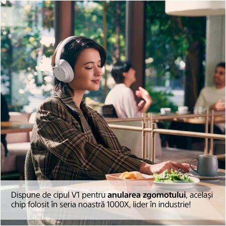 Casti Over the Ear Sony WH-CH720NW, Noise Cancelling, Wireless, Bluetooth, Microfon, Multipoint connection, Quick Charge, Autonomie 35 ore, Alb
