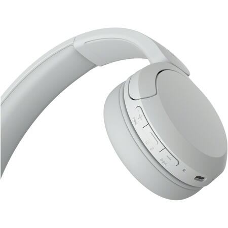 Casti On Ear Sony WH-CH520W, Wireless, Bluetooth, Microfon, Multipoint connection, Quick Charge, Autonomie 50 ore, Alb
