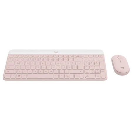 Kit tastatura + mouse wireless Logitech MK470, Slim, layout US INTL, Rose